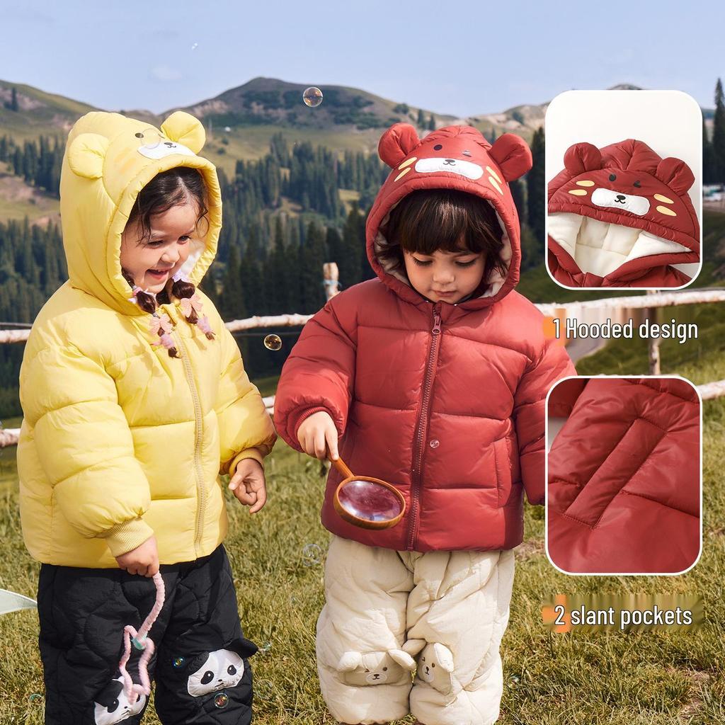 Kaka Panda Kids' Winter Cotton Coat - Warm Padded Jacket for Boys & Girls