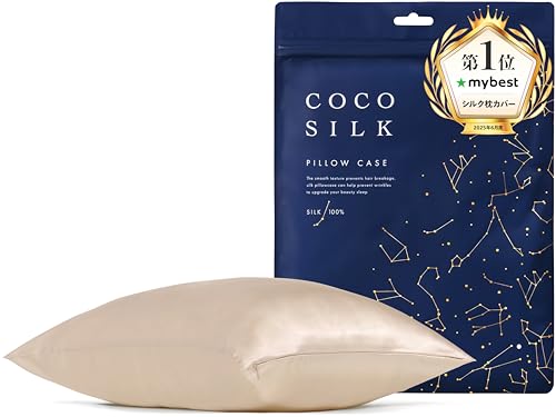

[COCOSILK] Двусторонняя шелковая наволочка, 19 момме, на молнии, 43x63см x 50x70см, 100% шелк, класс 6A, сертифицирована OEKO, для красивых волос, Cocosilk (Шампань