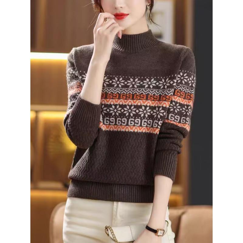 Half Turtleneck Base Shirt for Women's Fashionable Inner Wear Autumn Clothes New Style with Skirt Thick Sweater