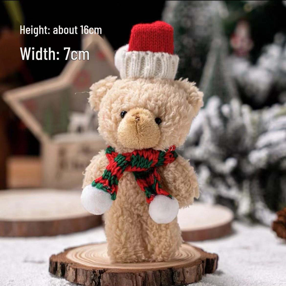 Рождественский кулон-шарф в виде плюшевого мишки: Очаровательный маленький бурый медвежонок с цветочным рисунком для украшения елки и подарка для DIY одежды