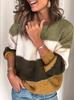 European and American casual autumn and winter new long-sleeved striped sweater women's wish crew neck knitted pullover