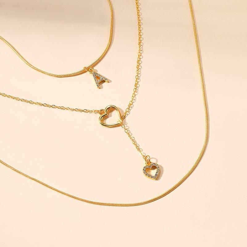 K gold letter necklace style jewelry versatile alloy love fringed three-layer necklace women