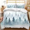 Conjunto de capa de edredom 3D Mountain Forest Snow Mountain Winter Theme King Queen Size Edredom Capa para Criança Adolescente Conjunto de cama de poliéster