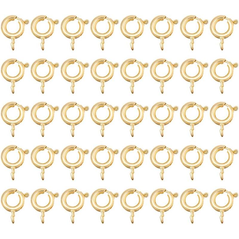 18K Gold Plated Spring Clasps Brass Round Clasps Open Ring Jewelry Spring Clasp Connector for Brecelet Neckalce Jewelry DIY