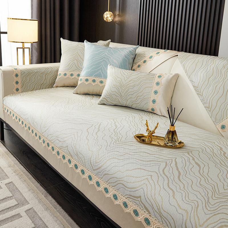 Sofa Cushion Summer Ice Silk Simple Modern Summer Mat Cushion Non-Slip Four Seasons Universal Sofa Cover Cover Solid Color Cool Pad