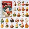 Unique Holiday Gift Box Christmas Chicken Advent Calendar 2026, 24 2D Acrylic Decorative Xmas Pendant Collection Ornaments, Cute Tree Decorations for