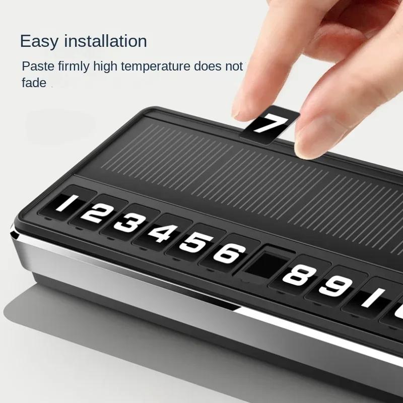 Solar Powered LED Parking Card Holder - Temporary Parking Pass with Multiple Number Options Car Park Stop Hidden Plate Gadgets