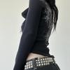 Y2K Spicy Girl Printed Long Sleeved Round Neck Slim Fit Top