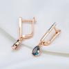 Modische bunte natürliche Zirkon lange Hängeohrringe für Damen Roségold Farb-Mix Hochzeitsfeier Täglicher Schmuck