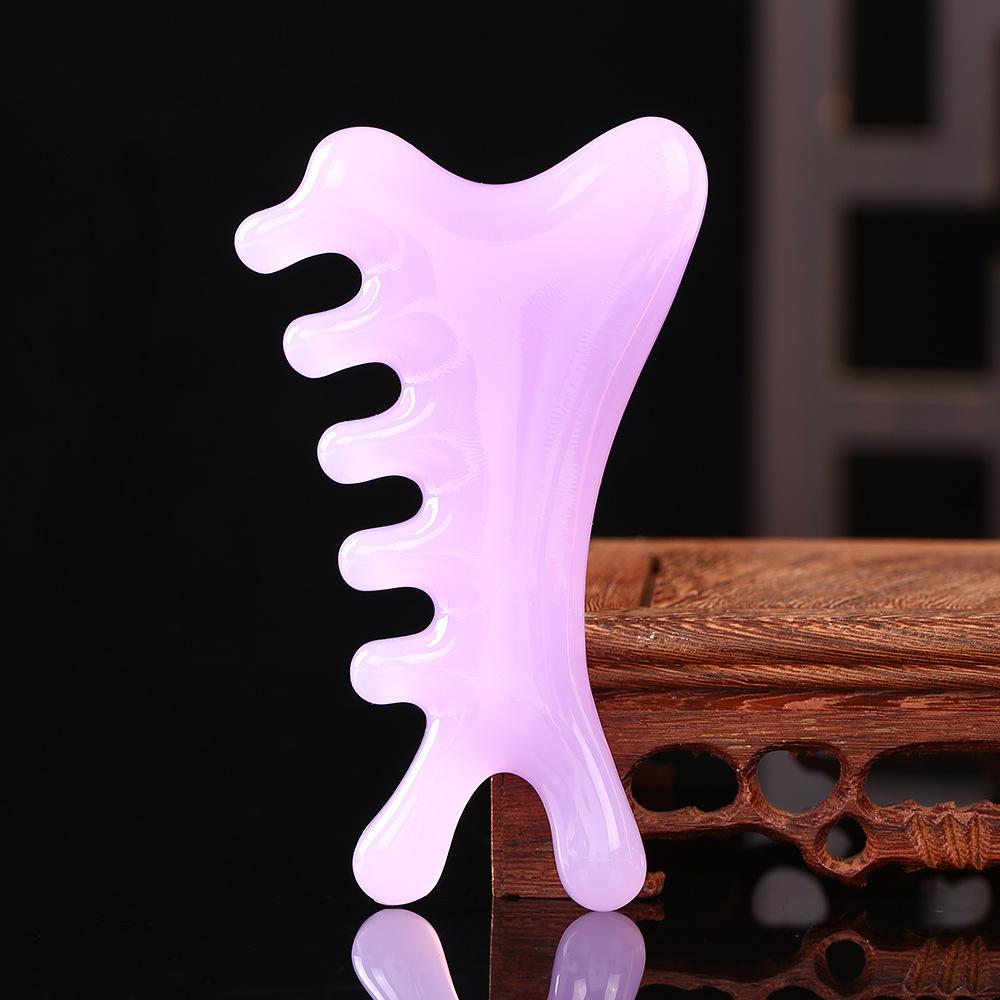 Resin Multifunctional Four-in-One Gua Sha and Massage Comb - Sandalwood Facial and Head Therapy Tool