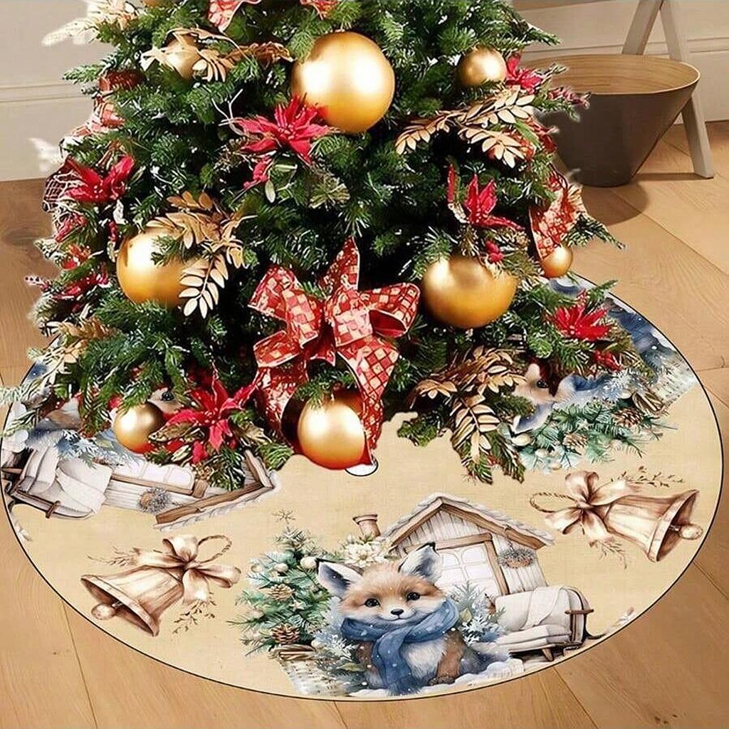 Golden Snowflake Christmas Tree Skirt With Golden Glitter Snowflake Winter Holiday Decoration Christmas Atmosphere Tree Skirt