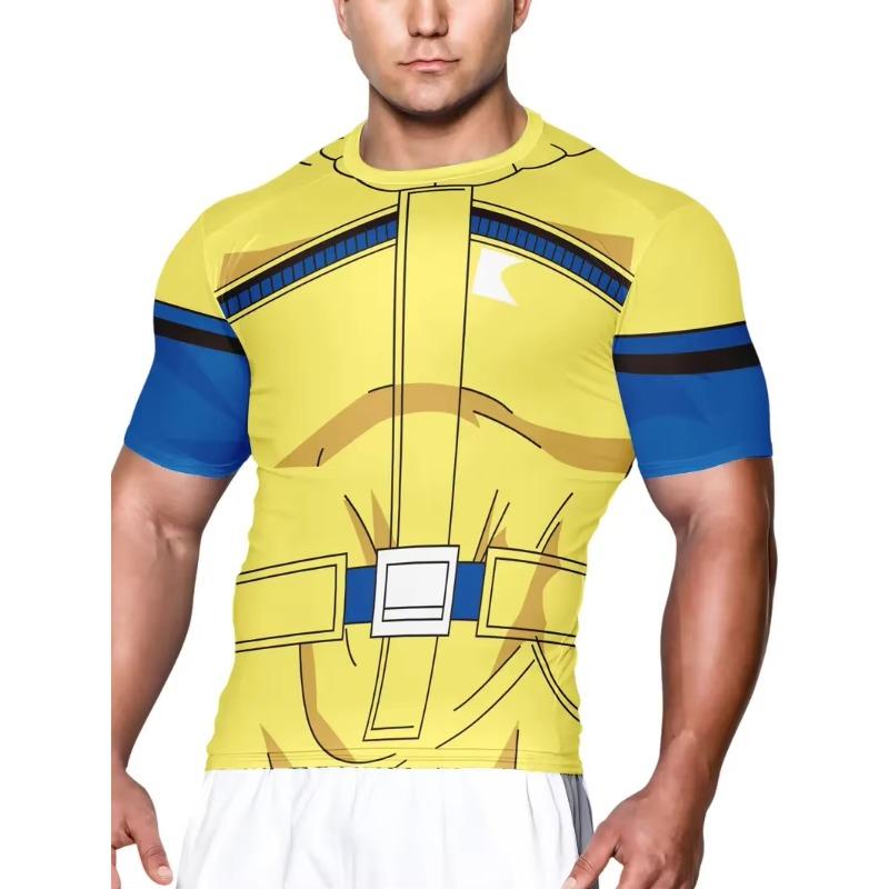 Tricou de vară pentru bărbați cu gât rotund și imprimeu 3D