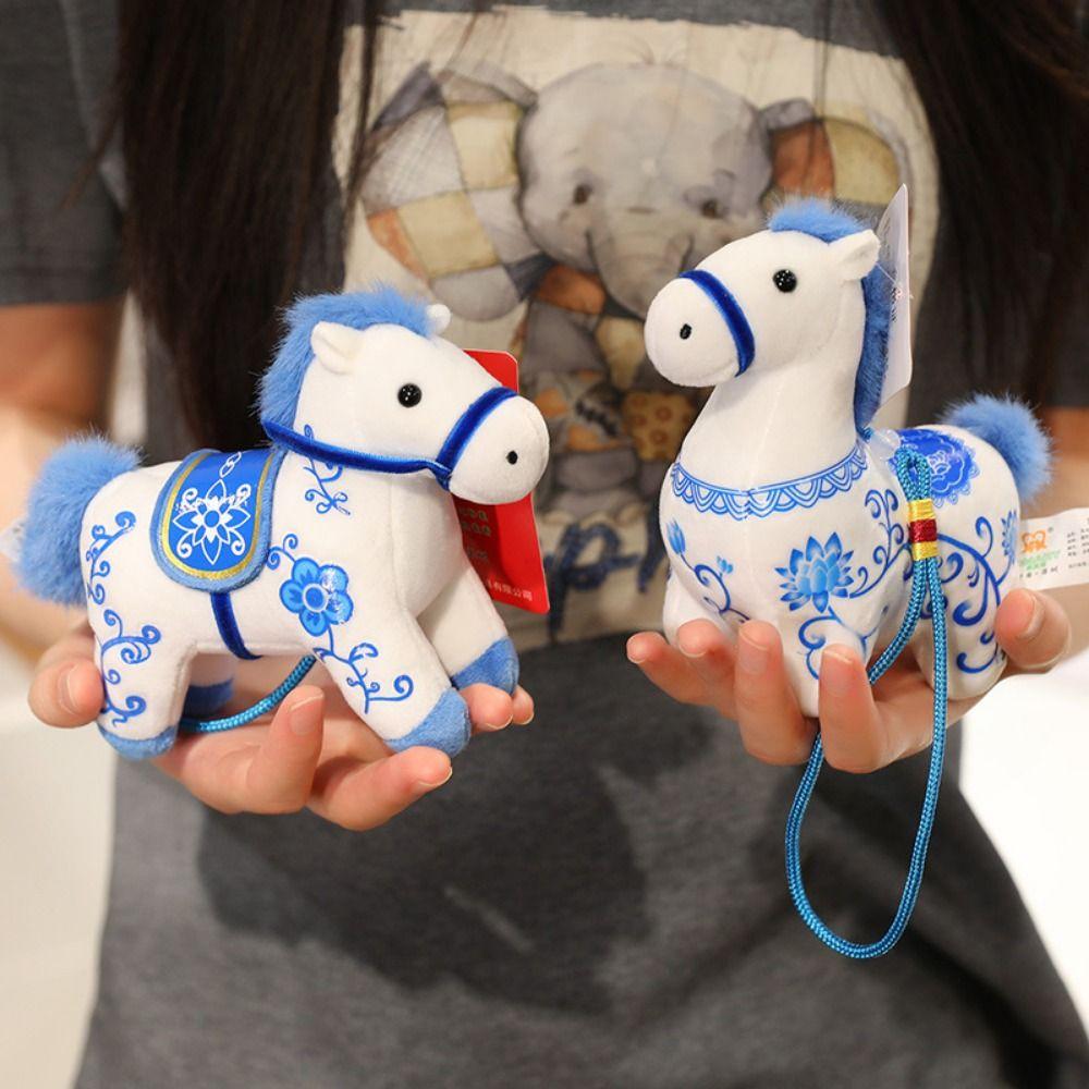 Soft Plush Horse Doll Pendant Kawaii Zodiac Pony Figurine Unique Chinese New Year Gift Home Decor