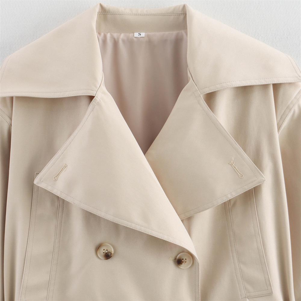 Dámský slim trenčkot s dlouhým rukávem a páskem v pase, jaro 2025