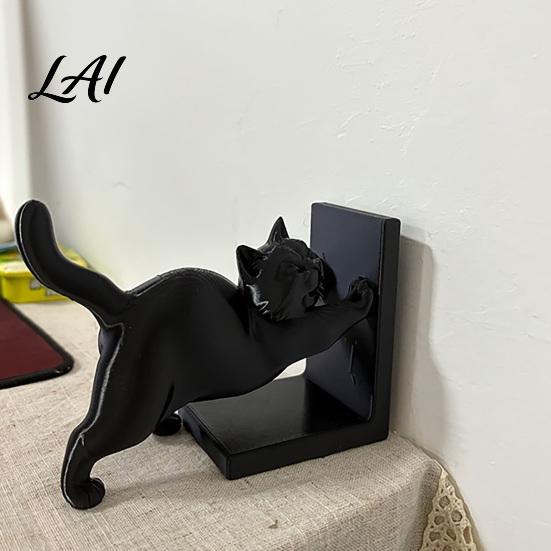 Sturdy Non Slip Book Supports for Kids 3D Printed Cat Bookend Bookshelves Decorative Ends Office Desk Home Library & Study Room Modern Minimalist