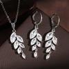 ZAKOL Poland Style Cubic Zirconia Leaf Hook Earrings Necklace Set for Women Elegant Bridal Wedding Party Jewelry Dress