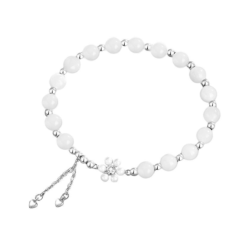 S925 Hotan Jade Armband frauen Mode Synthetische Perle Eingelegten Zirkon Schmuck Licht Luxus Stil Quaste Liebe Armband