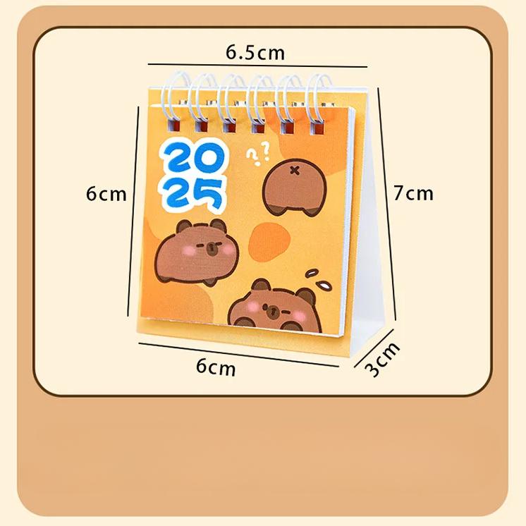 Kawaii Mini liten skrivebordskalender juli 2024 til desember 2025 Pocket Bærbar kartongkalender Punch Plan Kontor Skrivebordsdekorasjon