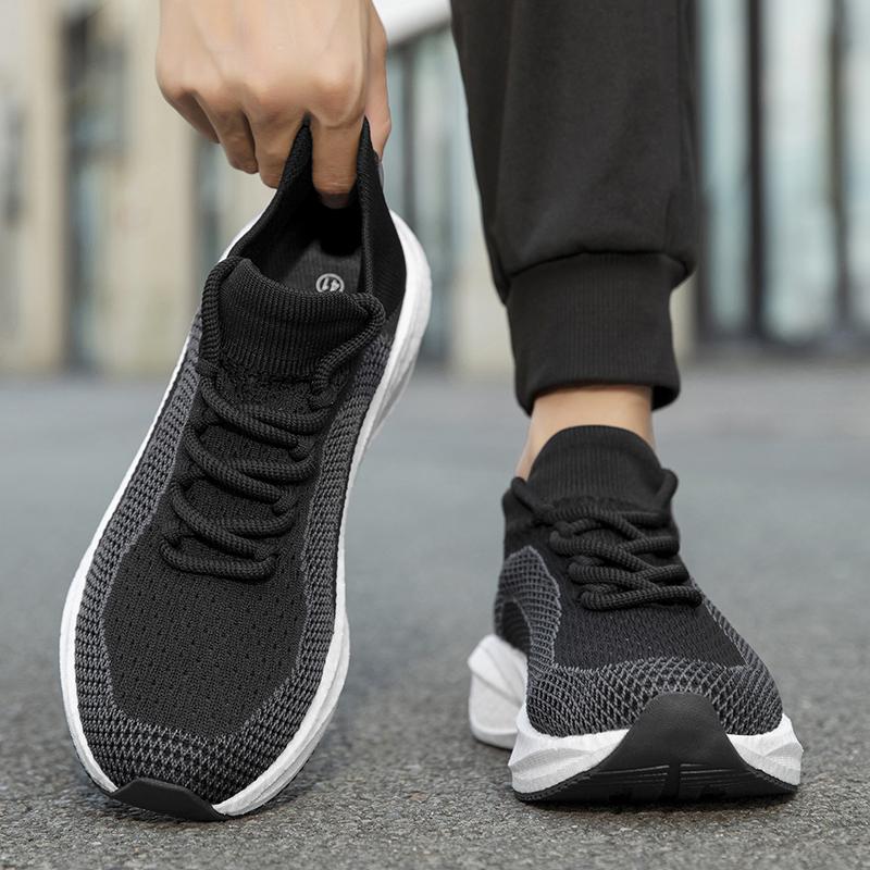 Elastic Anti Slip Sole Mesh Lined Men Summer Casual Running Footwear Vent Light Comfort For Indoor Outdoor Daily Walking
