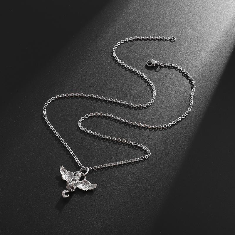 Silver-Plated Cute Pet Cat Wings Animal Pendant Necklace Women's Personalized Fashion Jewelry Couple Gift