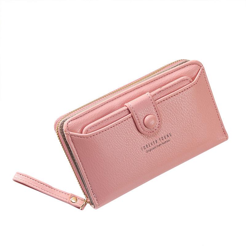 IELGY Solid Color Ladies Wristband Clutch Bag Fashion Korean Version Long Large-capacity Wallet