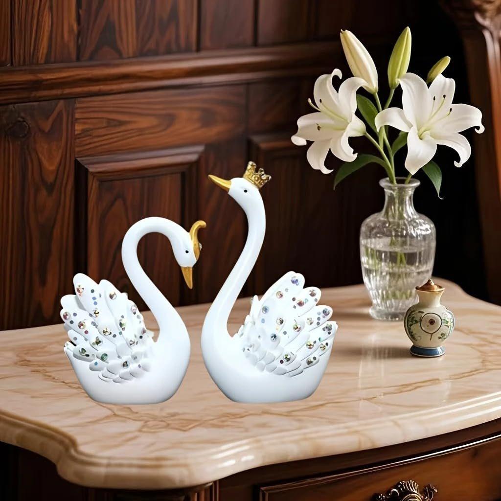 Schwanenpaar Figuren Liebesvögel für Heimdeko, Romantischer Jahrestag, Geburtstagsgeschenk-9cm