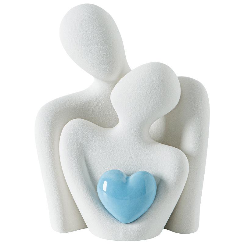 European Porcelain Figurine Sculpture Decor Heart-shaped Couple Ornament Room Bookshelf Heart-shaped Character Statue Handicraft