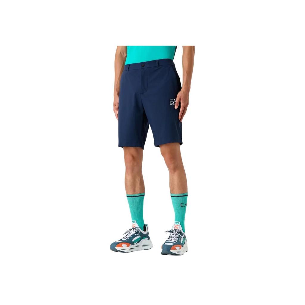 Emporio Armani EA7 SS24 Solid Color Letter Print Mid-Rise Casual Shorts Men Shorts Blue 3DPS02-PNFTZ-1554