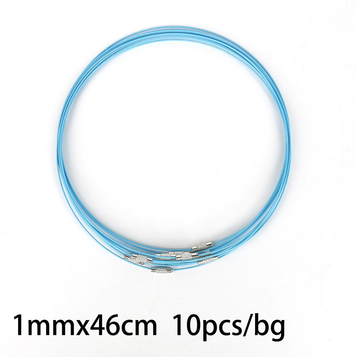 

Смешанные цвета, 10 шт./лот, 46 см, ожерелье из нержавеющей стали, проволочный шнур для DIY, ювелирные изделия, шероховатость 1 мм, женское колье-колье синий