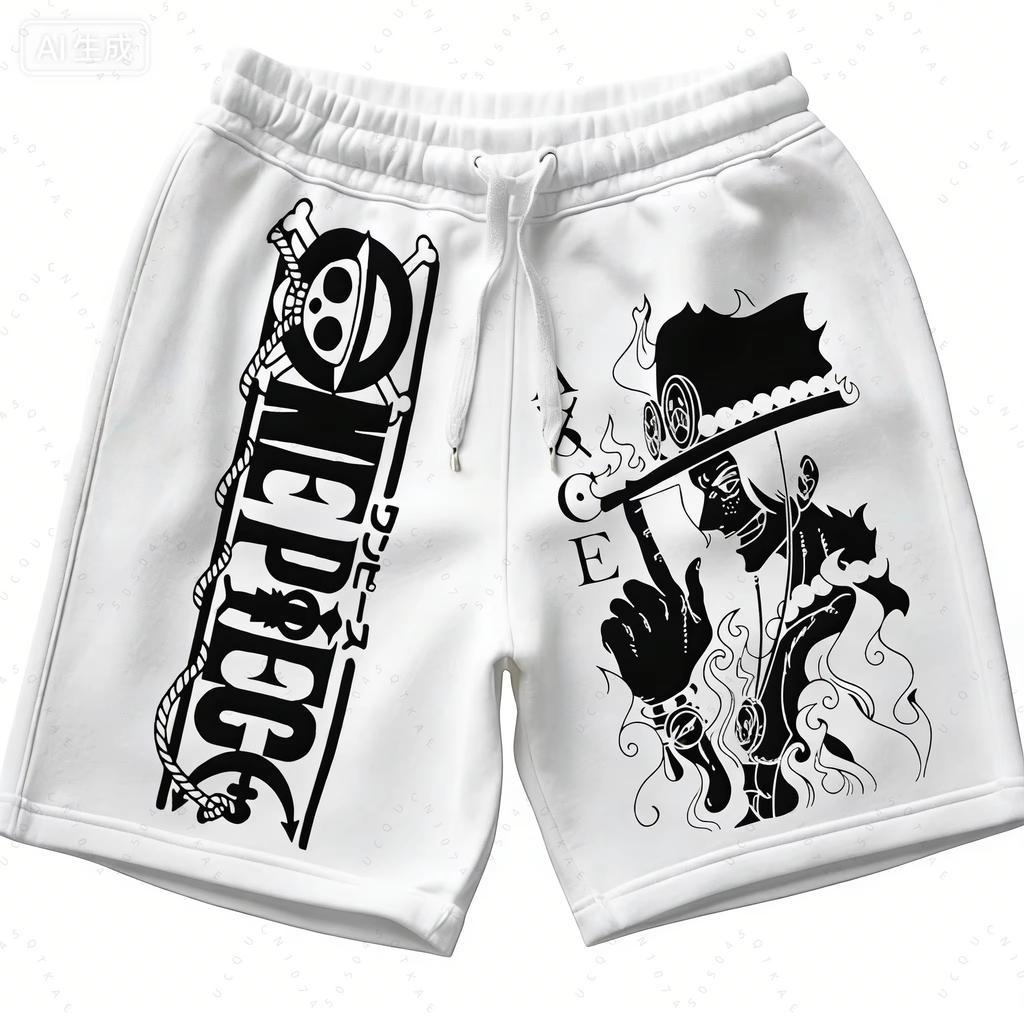 ONE PIECE Animation Luffy Sauron Peripheral Printed Shorts American Summer Men's Daily Loose Sports Breathable Shorts