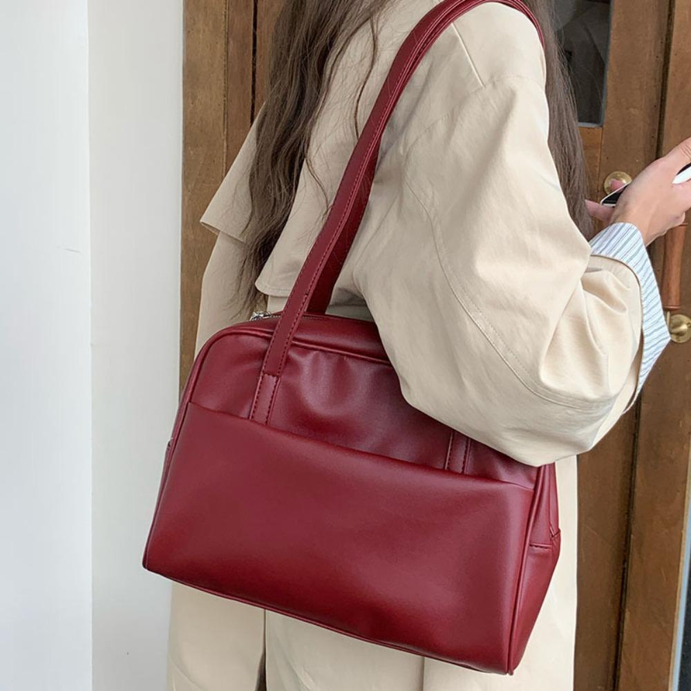 

Large Capacity Boston Shoulder Bag Elegant Women Handbags Vintage Bowling Bag Girls вино красного