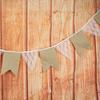 Plum Blossom Lace Floral Linen Triangle Wedding Banner