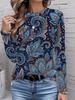 Women's T-Shirts Spring Autumn Bohemian Style Fashion Casual Vintage Pattern Female Long Sleeve T-Shirt Loose Womens Clothing