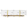 190 cm TV Cabinet, 3 Doors, 2 Drawers, White with Gold and Wood Grain