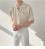 Stijlvolle Bedrukte Losse Overhemden Herenkleding Vintage Omgeslagen Kraag Zomer Koreaans Korte Mouw Casual Enkelrijige Overhemden