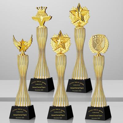 Crystal Trophy with Metal Star Top - Annual Meeting Award for Outstanding Team or Employee