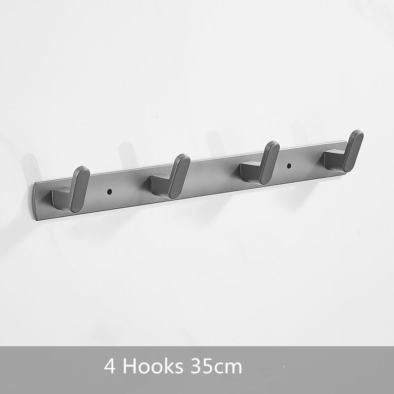 Gray Towel Hooks Wall Mounted Robe Hooks Aluminum Alloy Towel Holder Bathroom Hook New Arrival Breif 3-6 Hooks