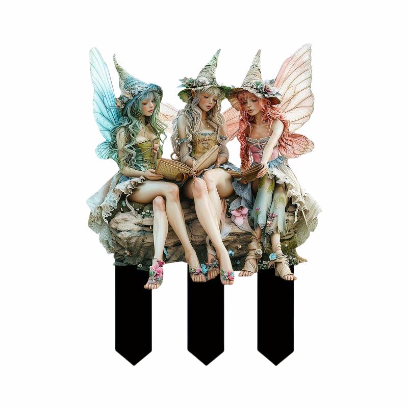 

1X Creative Garden 2D Acrylic Sheet Sun Catcher Elf Fairy Card Flower Pot Design Art Decoration Outdoor Garden Decor