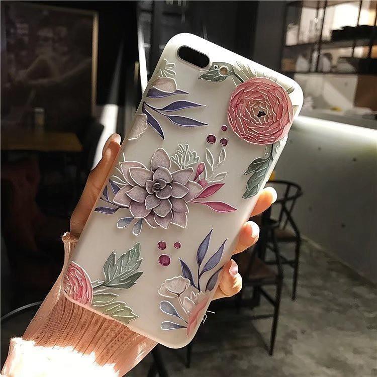 For 87 Iphone Plus X Flower Pattern 3d Cute Soft Case Silicone Tpu Back Cover
