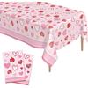 Valentines Tablecloth, 2Pcs Valentines Tablecloth Plastic 54x108 Inch Red Pink Love Heart Table Cloth Valentines Tables Cloth Disposable Rectangle
