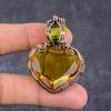 Natürlicher Citrin-Edelstein, handgefertigt, Kupferdraht-Wickelanhänger, Schmuck, 5,2 cm, q7F09