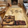 Koffer und Weltkarte bedruckter Teppich für Schlafzimmer Wohnzimmer Bettseite Sofa Bodenmatte Modernes Wohndekor Bereichsteppich Große Größe