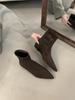 Frosted Simple Thin Boots Autumn and Winter Socks Boots Suede Trendy Brand Short Boots Femininity Flat Bottom Pointed 2025 New Flat Heel