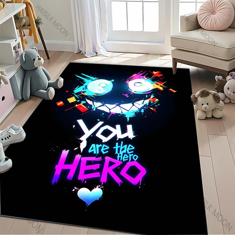 Cyberpunk Stil Neon Graffiti Print Teppich für Jungen Schlafzimmer Schwarzer Teppich für Spielzimmer Dekor Teppich für Wohnzimmer Fußmatten Geschenk