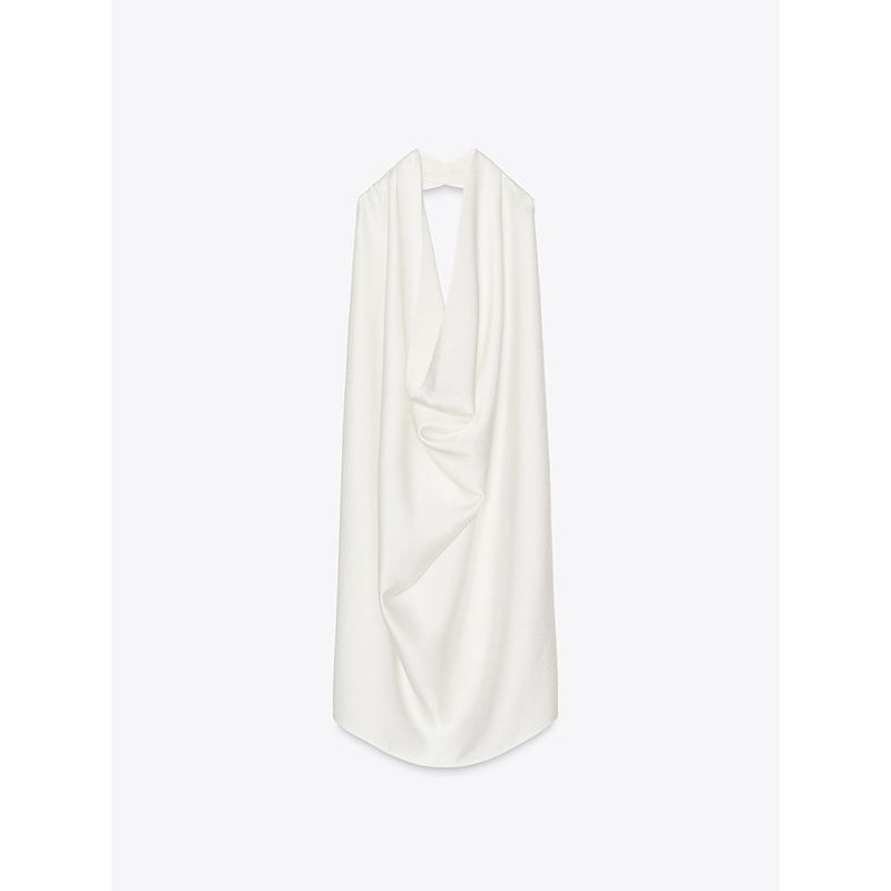 

Za 25 Summer New Women clothes Sexy Backless Solid Neck Collar Sleeveless Temperament Top 2649074 250 White L