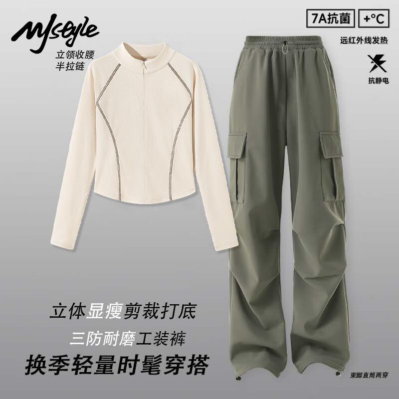 MJ STYLE Women s Fleece Turtleneck Top & Straight-Leg Pant Set L