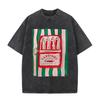 2026 Vintage Striped Sardine Can Cartoon Graphic Black Washed T Shirt Retro Food Art Casual Oversized Unisex Short Sleeve Street