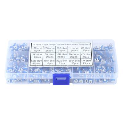375Pcs 15 Valores Potenciômetro Variável Resistor Sortido Kit com Caixa