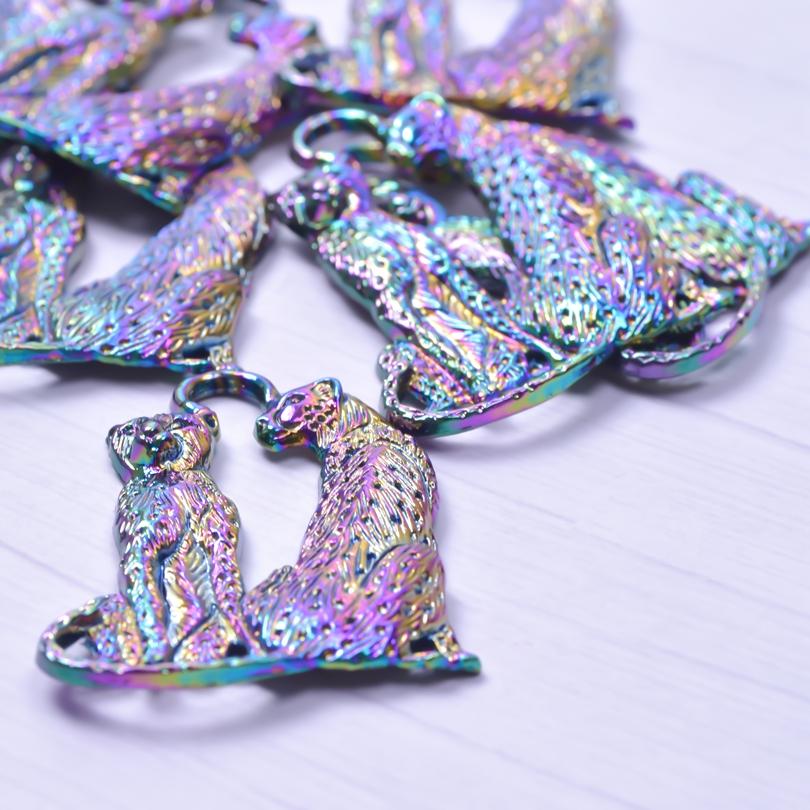 2Pcs Rainbow Animal Charms For Jewelry Making Supplies Elephant Leopard Butterfly Charm Pendant Handmade Accessories Fatima Hand