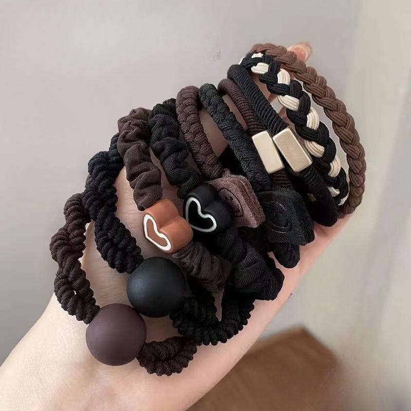 5-teiliges Haarring-Set für Damen, Haarschmuck, hohe Elastizität, Lederband, einfaches Temperament, hohe Haltbarkeit des Pferdeschwanzes, neuer Stil